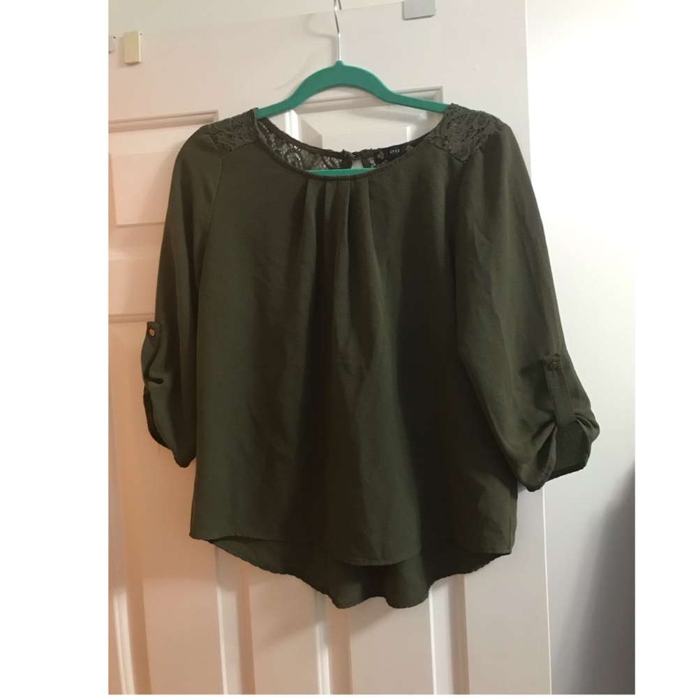 Olive Green Lace back blouse